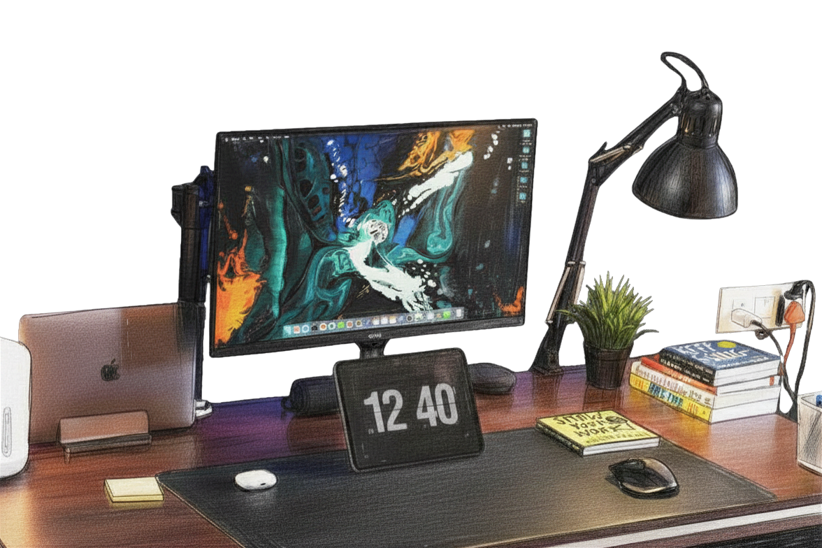 Tarvis running on a device on a desk